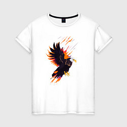 Футболка хлопковая женская Орел парящая птица абстракция, цвет: белый