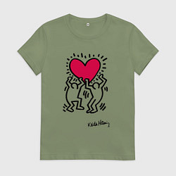 Женская футболка Человечки с сердцем - поп арт Кит Харинг
