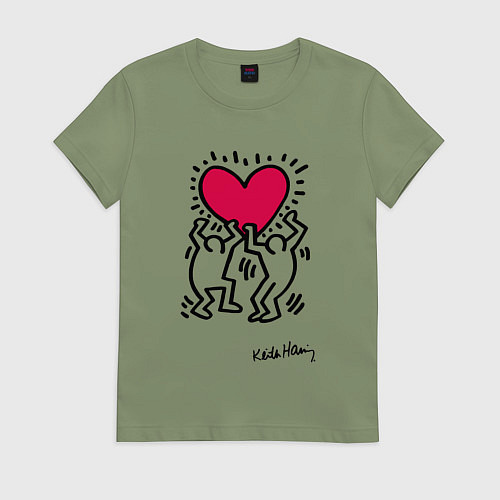 Женская футболка Человечки с сердцем - поп арт Кит Харинг / Авокадо – фото 1