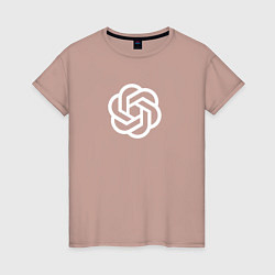 Футболка хлопковая женская Логотип Chat GPT, цвет: пыльно-розовый