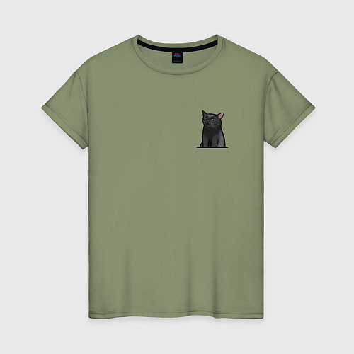 Женская футболка Кот с пустым взглядом / Авокадо – фото 1