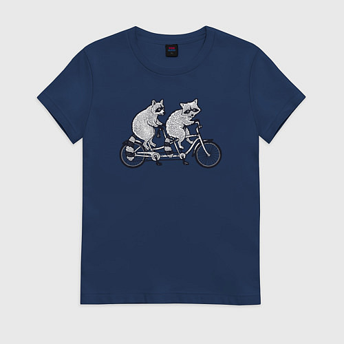 Женская футболка Енотики на велике / Тёмно-синий – фото 1