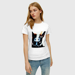 Футболка хлопковая женская Slipkat Meowa, цвет: белый — фото 2