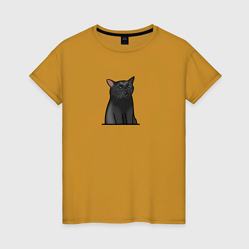 Женская футболка Разочарованный кот / Горчичный – фото 1