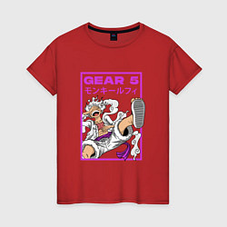 Футболка хлопковая женская One piece - gear 5 белый, цвет: красный