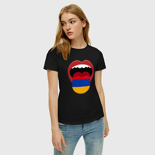 Женская футболка Armenian lips / Черный – фото 3