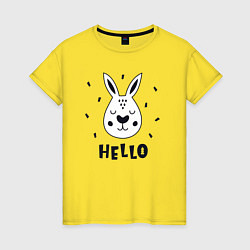 Футболка хлопковая женская Привет кролик, цвет: желтый