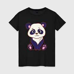 Футболка хлопковая женская Милашка панда, цвет: черный