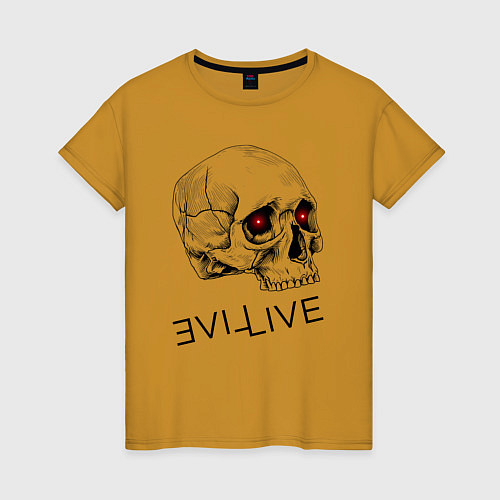 Женская футболка Evil and live / Горчичный – фото 1