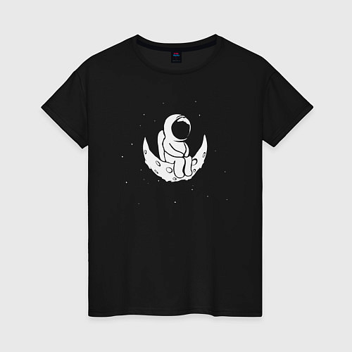 Женская футболка На луне / Черный – фото 1