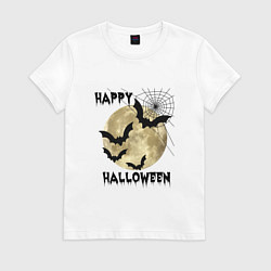 Футболка хлопковая женская Хэллоуин приближается, цвет: белый