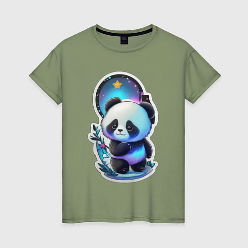 Женская футболка Стикер: милый панда / Авокадо – фото 1