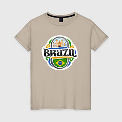 Футболка хлопковая женская Brazil adventure, цвет: миндальный