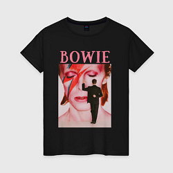 Футболка хлопковая женская David Bowie 90 Aladdin Sane, цвет: черный