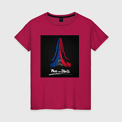 Футболка хлопковая женская Pray for Paris, цвет: маджента
