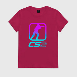 Футболка хлопковая женская КС 2 неоновый, цвет: маджента