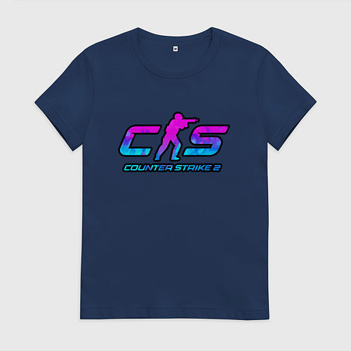 Женская футболка КС 2 лого неон / Тёмно-синий – фото 1