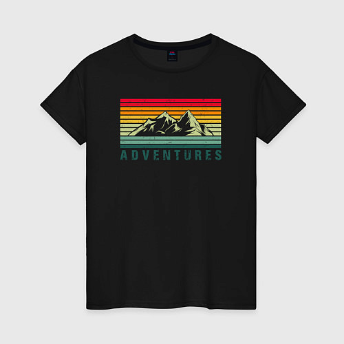 Женская футболка Adventures retro / Черный – фото 1