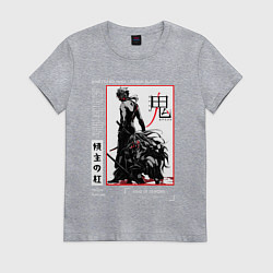 Футболка хлопковая женская Танджиро взрослый - Клинок демонов, цвет: меланж