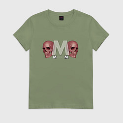 Футболка хлопковая женская Depeche Mode - Skulls Memento Mori, цвет: авокадо