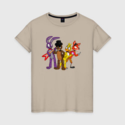 Футболка хлопковая женская Команда FNAF, цвет: миндальный