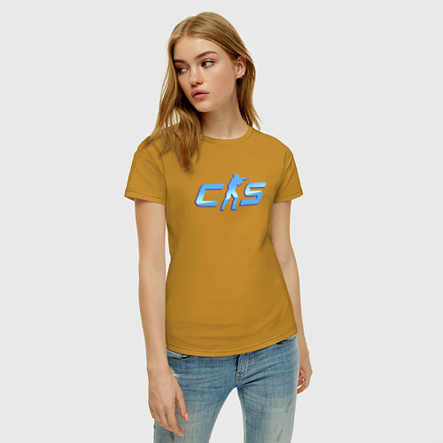Женская футболка CS2 blue logo / Горчичный – фото 3