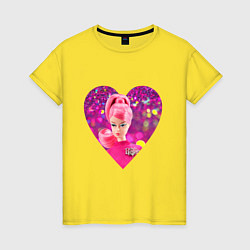 Футболка хлопковая женская Барби сердечко, цвет: желтый