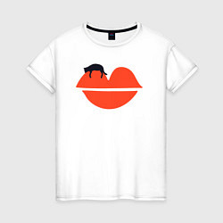 Футболка хлопковая женская Kiss cat, цвет: белый