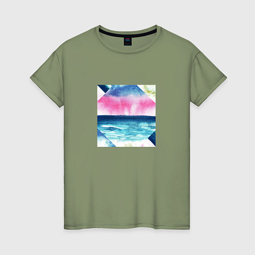 Женская футболка Абстрактное море закат рассвет / Авокадо – фото 1