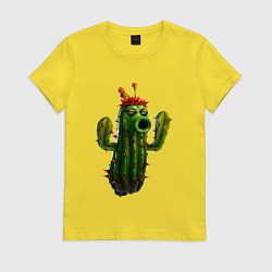 Футболка хлопковая женская PvZ cactus, цвет: желтый