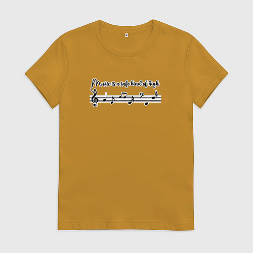 Женская футболка Ноты и музыкальная цитата музыка / Горчичный – фото 1