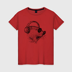 Футболка хлопковая женская Морская свинка DJ, цвет: красный