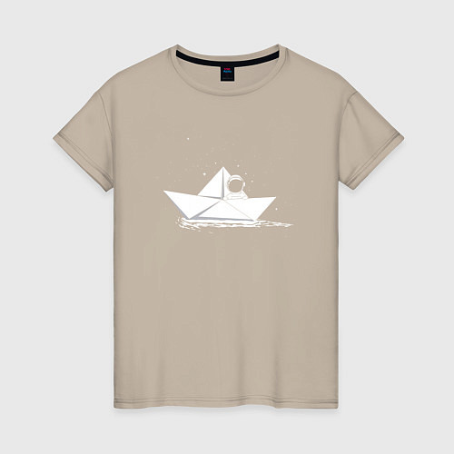 Женская футболка Космический кораблик / Миндальный – фото 1