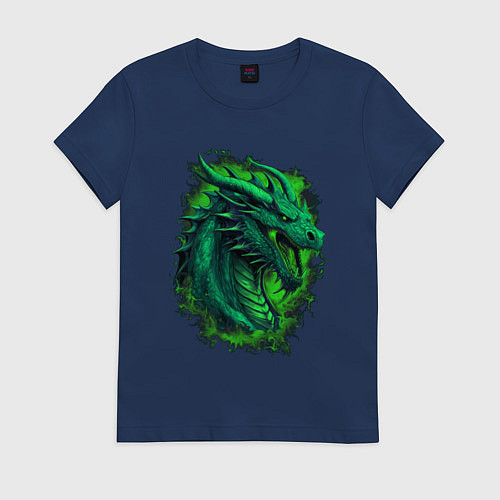 Женская футболка Дракон 2024 зеленый / Тёмно-синий – фото 1