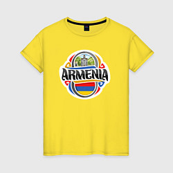 Футболка хлопковая женская Adventure Armenia, цвет: желтый