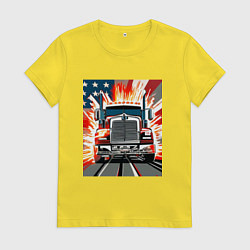 Футболка хлопковая женская Американский грузовик, цвет: желтый