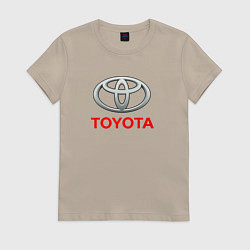 Футболка хлопковая женская Toyota sport auto brend, цвет: миндальный