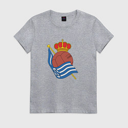 Футболка хлопковая женская Real Sociedad fc club, цвет: меланж