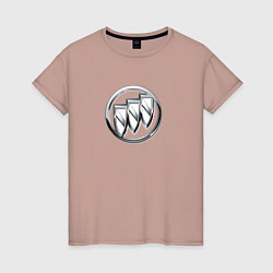 Футболка хлопковая женская Buick grey auto logo, цвет: пыльно-розовый