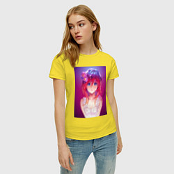 Футболка хлопковая женская Anime Girl refflex, цвет: желтый — фото 2
