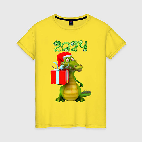 Женская футболка Дракон с подарком 2024 / Желтый – фото 1