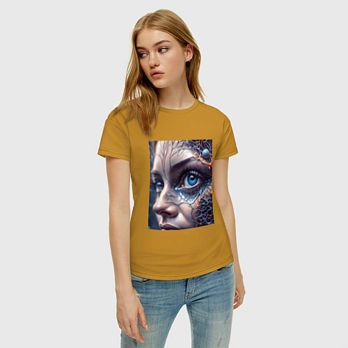 Женская футболка Нейро око / Горчичный – фото 3
