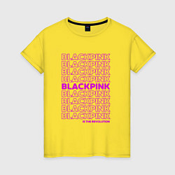 Футболка хлопковая женская Blackpink kpop - музыкальная группа из Кореи, цвет: желтый