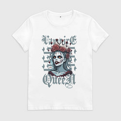 Футболка хлопковая женская Королева зомби-вампиров на хэллоуин, цвет: белый