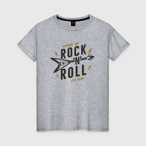 Женская футболка Power of rock n roll / Меланж – фото 1