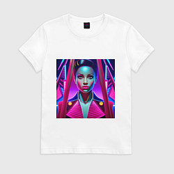 Футболка хлопковая женская Девушка в костюме для цирковой гимнастики, цвет: белый