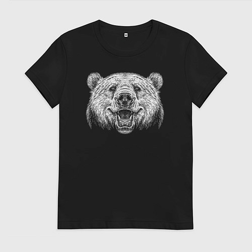 Женская футболка Морда улыбающегося медведя / Черный – фото 1