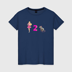 Футболка хлопковая женская Барби и крыса, цвет: тёмно-синий