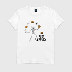 Футболка хлопковая женская Stay spooky, цвет: белый