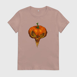 Футболка хлопковая женская Halloween pumpkin, цвет: пыльно-розовый